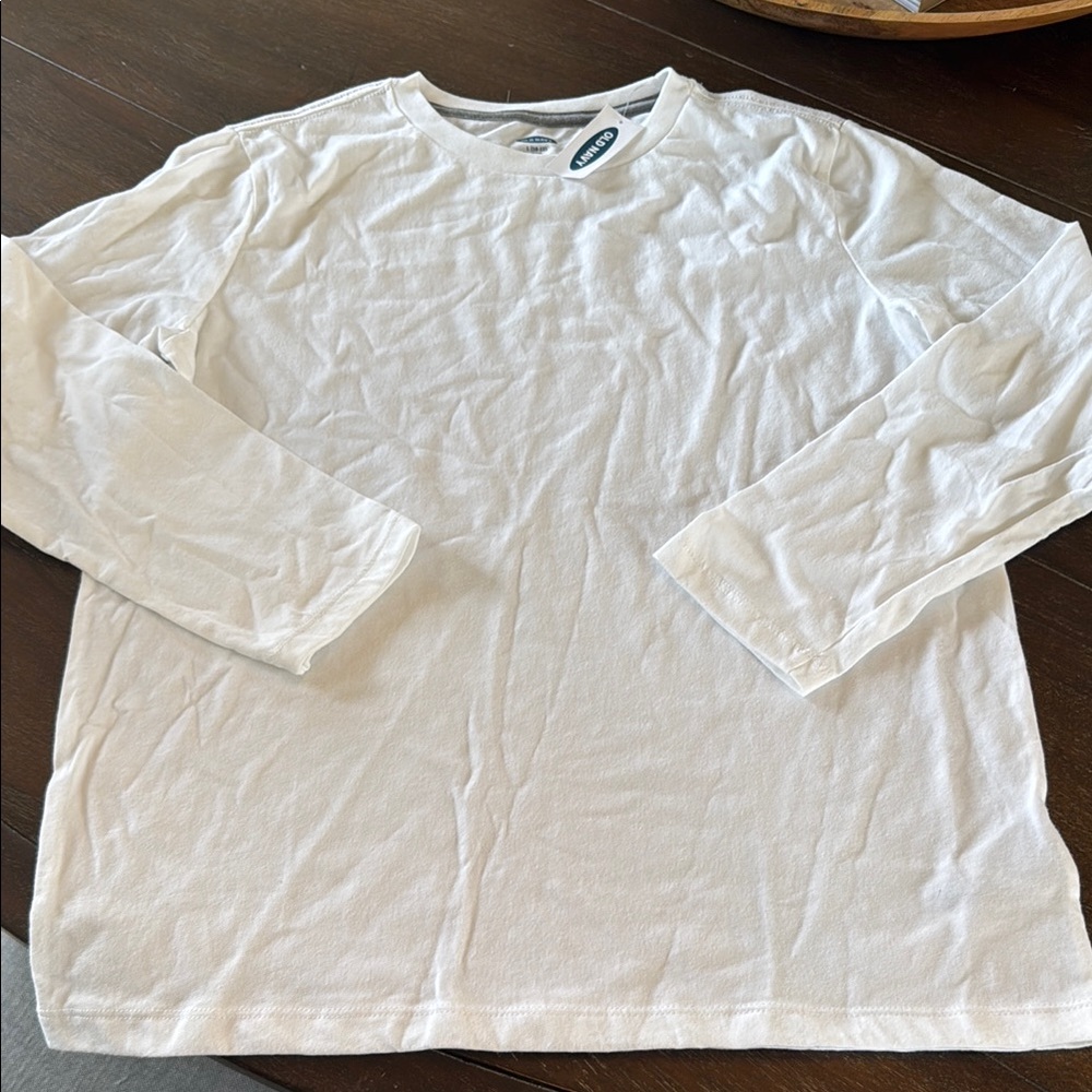 Old Navy White Long Sleeve Tee Classic Crew Neck